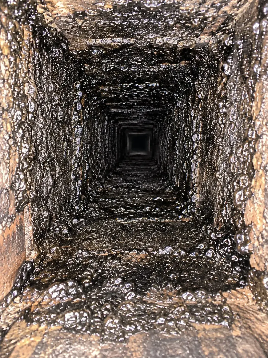 Glazed Creosote Stripped Out — Same Clay Flue before